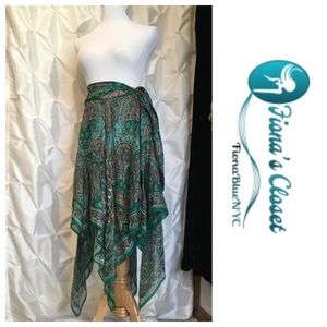 Silk Blue Paisley Skirt